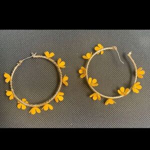 Altar’s State Yellow Floral Hoop Statement Earrings